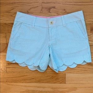 Lilly Pulitzer Seersucker Scallop Hem Shorts
